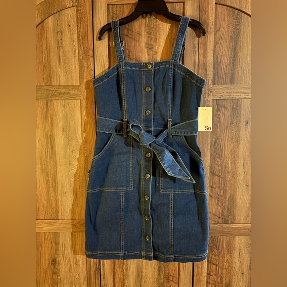 SO Dresses & Skirts - NWT SO Blue Denim Dress with Belt